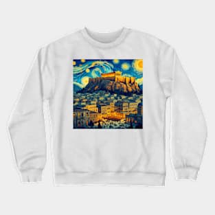 Athens, Greece, in the style of Vincent van Gogh's Starry Night Crewneck Sweatshirt